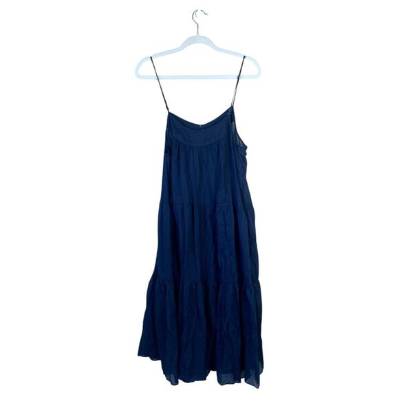 J. CREW Tiered Button-Front Cover-Up Dress in Navy Blue 2022 Size Medium Cotton - Picture 3 of 8